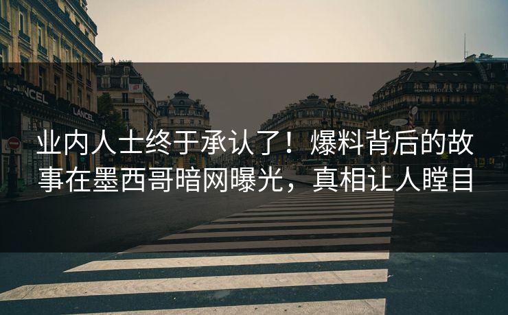 业内人士终于承认了！爆料背后的故事在墨西哥暗网曝光，真相让人瞠目