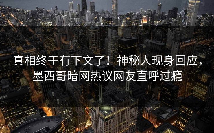 真相终于有下文了！神秘人现身回应，墨西哥暗网热议网友直呼过瘾