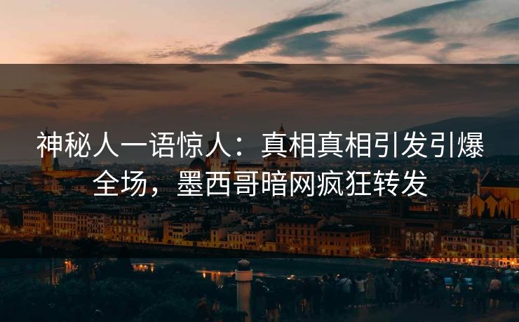 神秘人一语惊人：真相真相引发引爆全场，墨西哥暗网疯狂转发