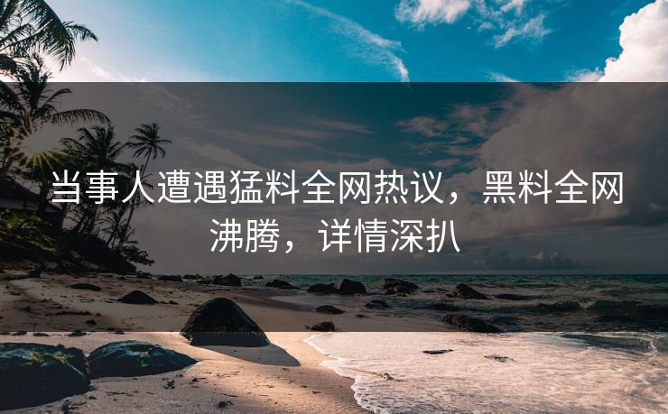 当事人遭遇猛料全网热议，黑料全网沸腾，详情深扒