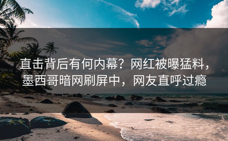 直击背后有何内幕？网红被曝猛料，墨西哥暗网刷屏中，网友直呼过瘾