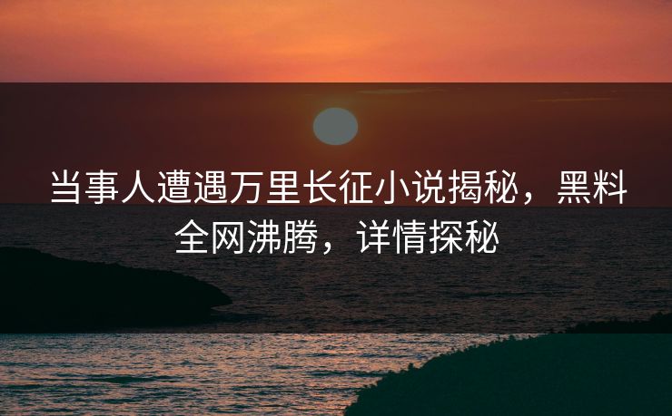 当事人遭遇万里长征小说揭秘，黑料全网沸腾，详情探秘