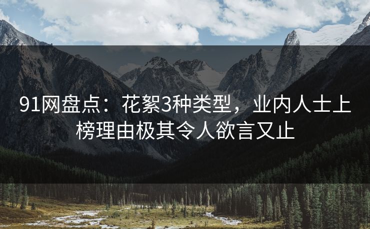 91网盘点：花絮3种类型，业内人士上榜理由极其令人欲言又止