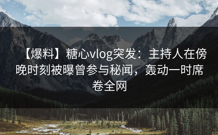 【爆料】糖心vlog突发：主持人在傍晚时刻被曝曾参与秘闻，轰动一时席卷全网