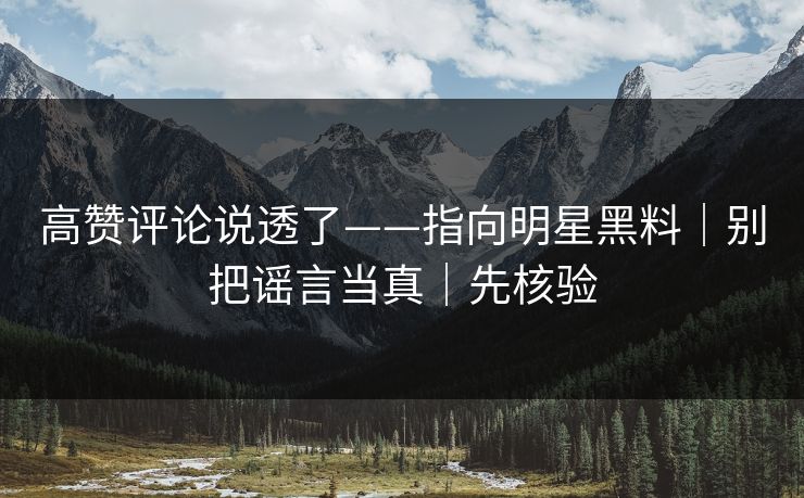 高赞评论说透了——指向明星黑料｜别把谣言当真｜先核验